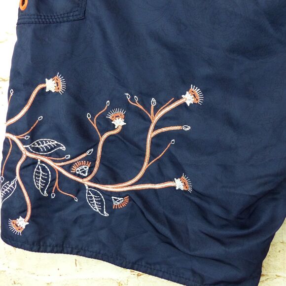 VTG Zoo York Swim Board Short Men 34X10 Blue Gray Skull Embroidery Skate Y2K - Picture 12 of 14